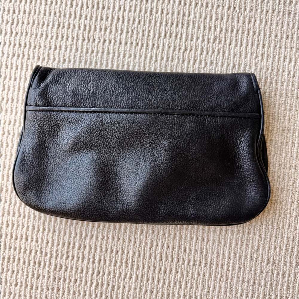 Tory Burch Black Leather Logo Miller Clutch with Gold Emblem - Picture 4 of 4